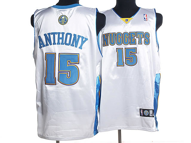 NBA Denver Nuggets 15 Camerlo Anthony Authentic White Jersey